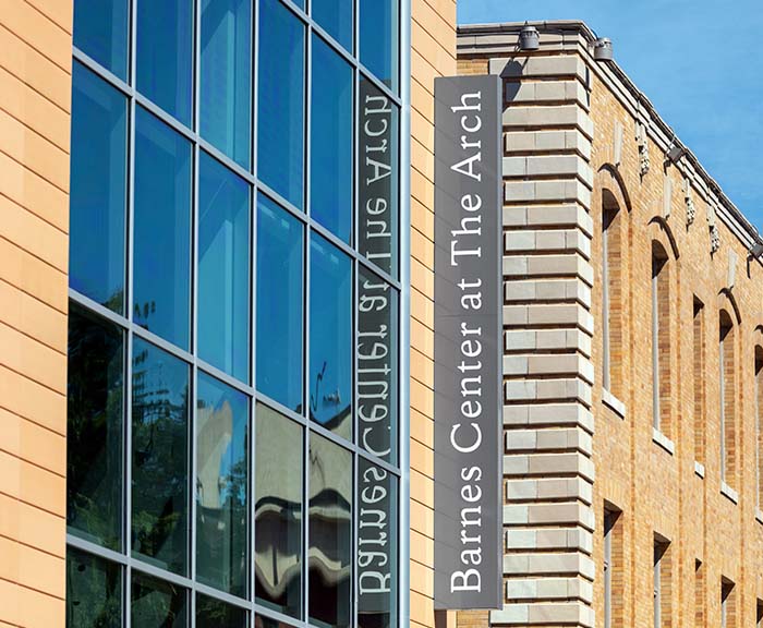 Outdoor view of the Barnes Center at the Arch